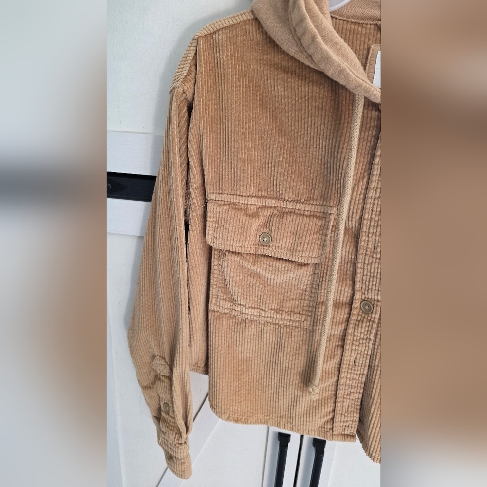 Tan Corduroy Hooded Jacket - Picture 3 of 5